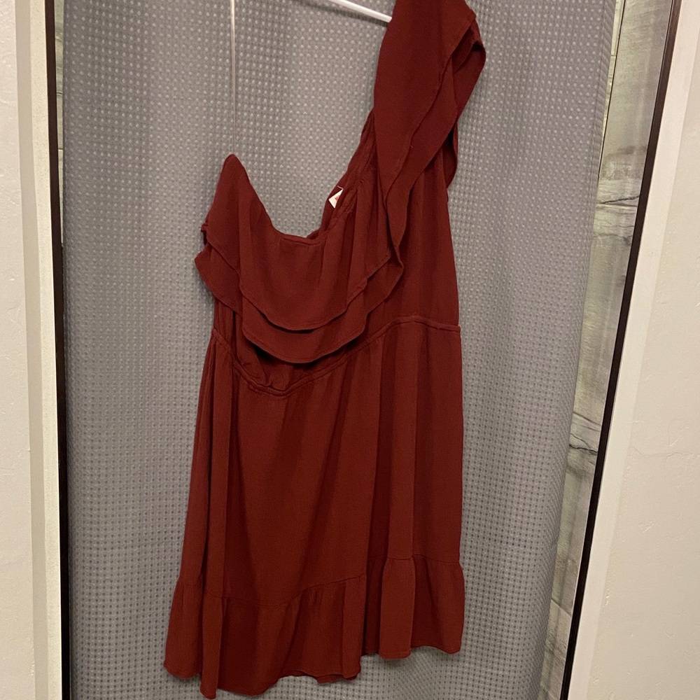 XXL Mossimo Supply Co. One-Shoulder Dress in Deep Red Burgundy